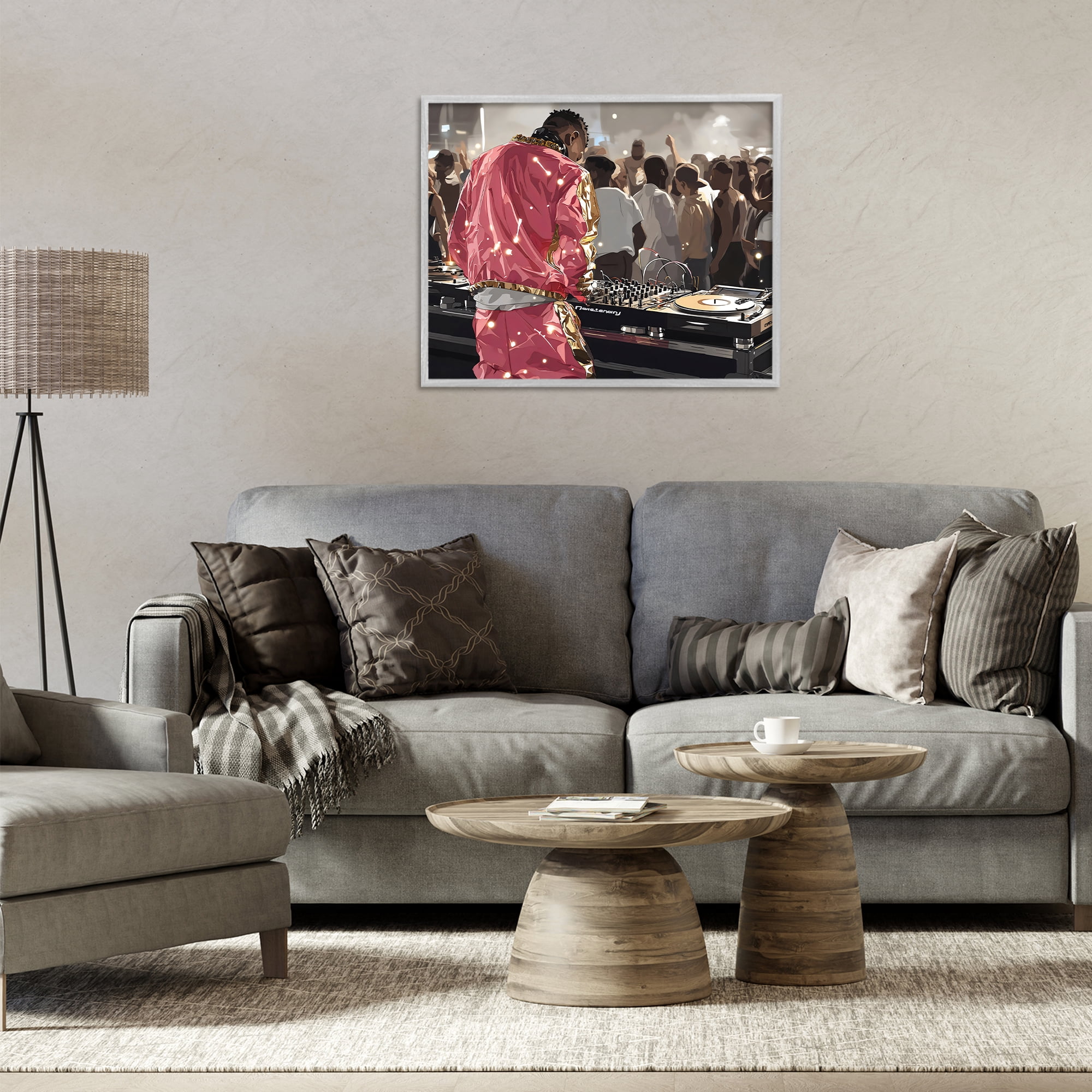 Stupell Industries DJ Performance At Nightclub Gray Framed Giclee Art, design by Franklyn Gregory