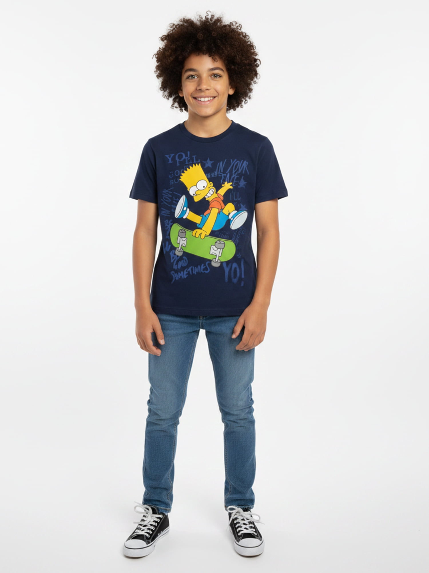 The Simpsons Boys' Graphic Tee with Short Sleeves, Kick Flip Swag, Sizes 4-18