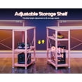 thumbnail image 5 of Sofanext Gaming Desk with Led Lights & Power Outlet, 40 Inch Small Computer Desk with Storage Shelves, Reversible Gamer Desk with Height Adjustable Monitor Stand & Headphone Hook, Pink, 5 of 7