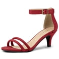 thumbnail image 1 of Sandalias de correa de tobillo Allegra K Zapatos Tacón Bajo de Aguja para Mujeres Rojo 41, 1 of 7