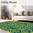 thumbnail image 2 of ODIKA 6'x9' Machine Washable Non-Slip Area Rug, Abstract Forest Vein With Emerald Highlights And Flow High Traffic Rug, Yellow, 530023, 2 of 7