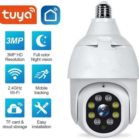 

Light Bulb Camera 2MP 360 Degree Panoramic Wireless Home Security Camera WiFi Surveillance Camera with Night Vision Two -Way Audio Motion Detection Alarm