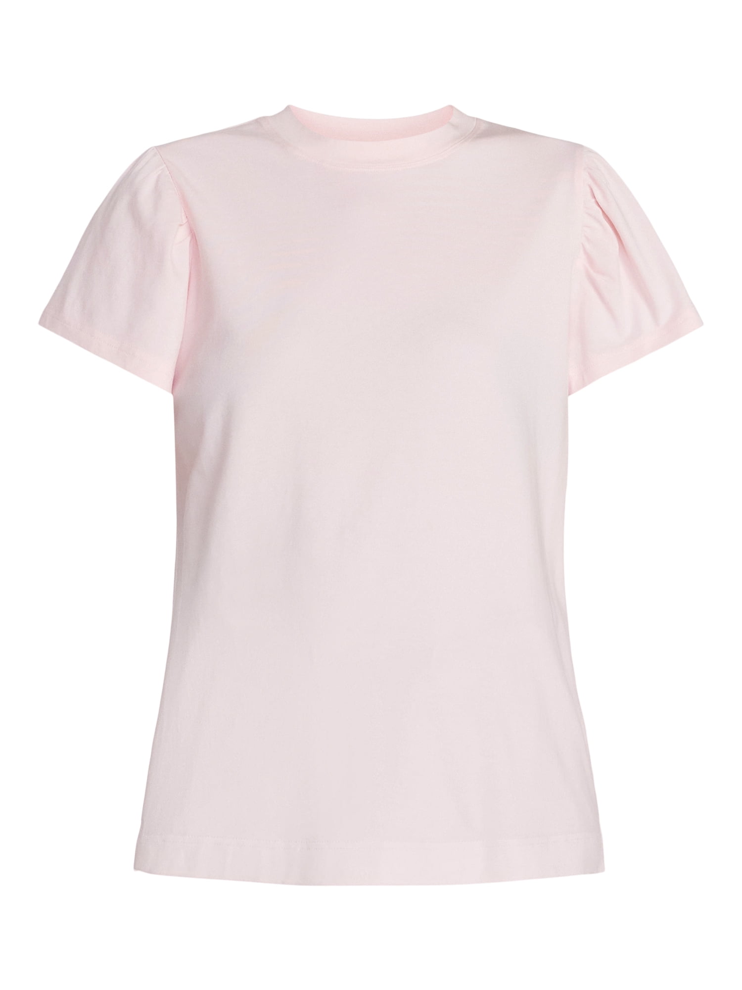 Time and Tru Women's Crewneck Tee with Flutter Sleeves, Sizes XS-XXXL