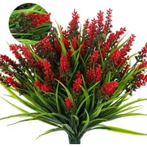 Faux Fall Flowers for Outside,Artificial Plants Outdoor, UV Resistant Faux Monkey Grass Greenery Stems Faux Plastic Flowers Shrubs for Home Weddings Garden Porch Front Patio Office Decor(Orange)