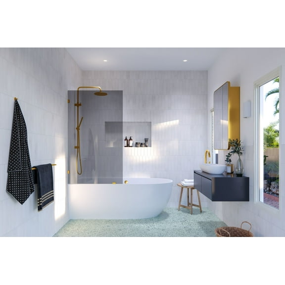 Glass Warehouse Gtbf-34 Ursa 58-1/4" High X 34" Wide Shower Screen Frameless Tub Door -