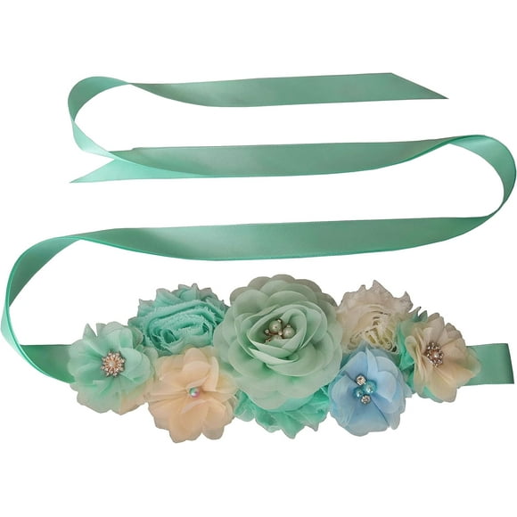 SHIQI-Wedding Bride Belt Sash Floral Sash Belts for Maternity Dresses Floral Belt Sash Girls Women Baby Shower Sash Belt