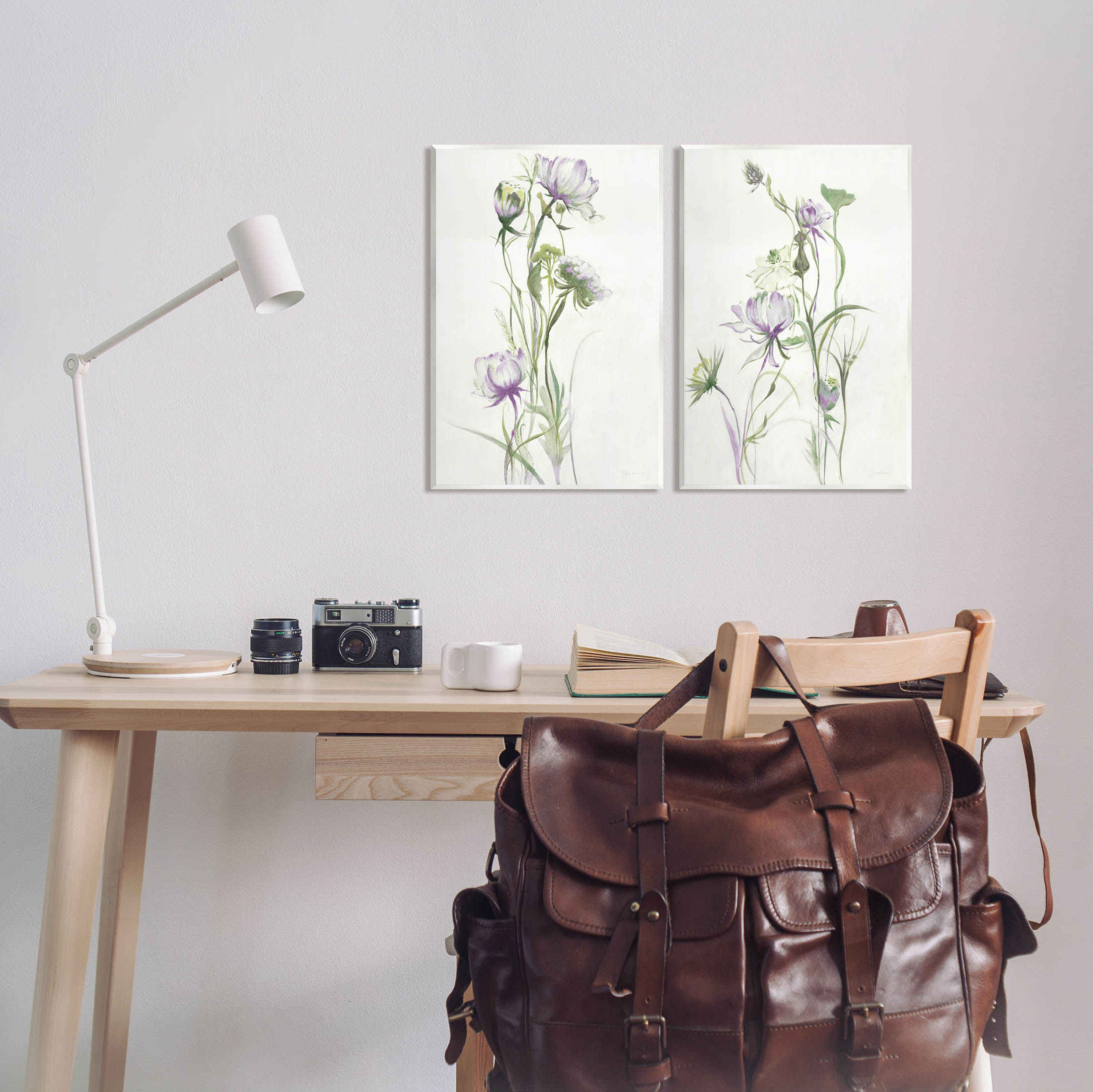 Stupell Industries Traditional Flower Stem Blossoms Graphic Art Unframed Art Print Wall Art, Set of 2, Design by Liz Jardine