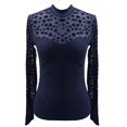 thumbnail image 5 of Bovemsi Women's Spring Sexy Love Weaving Flower Mesh Splicing Long Sleeve Slimming Bottom T Shirt, Blue Summer Women's Long Sleeve T-Shirts, M, 5 of 9