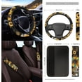thumbnail image 3 of Yuyamidu Sunflower Car Front Seat Covers Set of 12 Southwest Aztec Steering Wheel Cover Seatbelt Cushion Pads Center Console Cover Trash Bin Air Vent Bag Rearview Mirror Cover Cup Holders Key Chain, 3 of 7