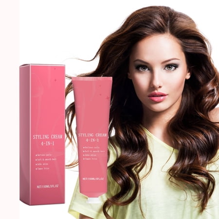 4-in-1 Hair Styling Cream - Non-Greasy Hair Smoothing, Shine & Slick Back Hair, Anti-Frizz, Nourishing Hair Care, Soft & Bouncy Curls, Travel Friendly, Holiday Gift, Christmas, Thanksgiving