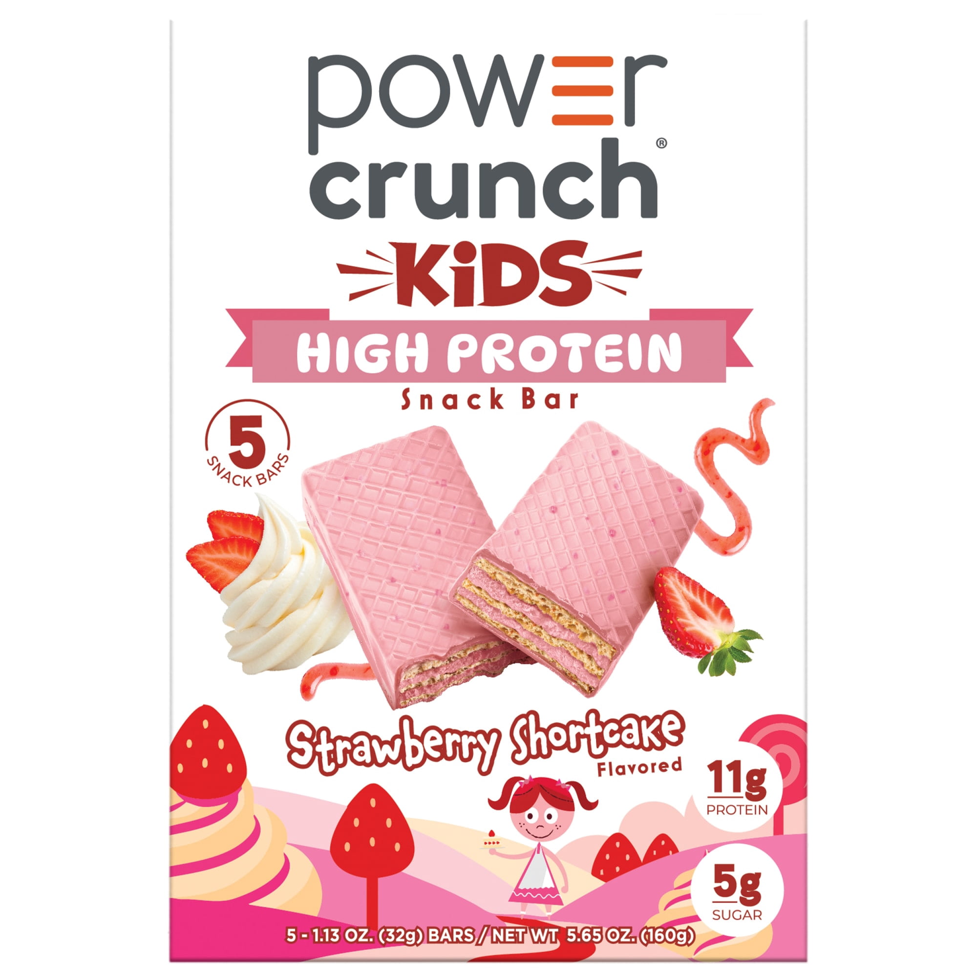 Power Crunch KIDS Strawberry Cream Bars 1.13oz, 5 Count Box