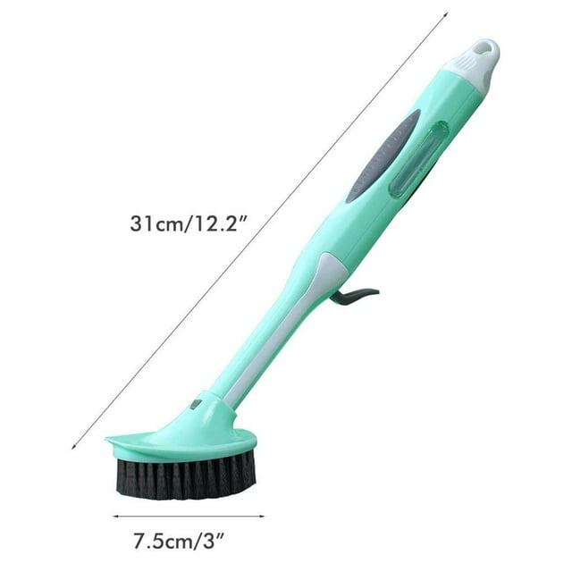 VONKY Brosse à Récurer avec Distributeur de Savon Remplissage Automatique Manche Long pour Vaisselle Évier de Cuisine Casseroles Poêles Récurage