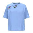 thumbnail image 5 of Summer Plus Size Shirts for Womens Fashion V-neck Cotton and Linen Short Sleeved Solid Color T-shirt Linen Style Large Short Sleeved Short Sleeved Top/shirt, 5 of 6