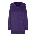 thumbnail image 5 of Fartey Womens Long Fleece Zip Up Jacket Oversized Long Sleeve Hooded Coat with Pockets Fashion Winter Solid Color Coats, 5 of 9
