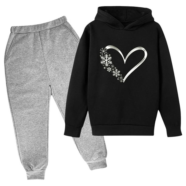 Odeerbi 3-14 Años Niños Niñas San Valentín Conjuntos Amor Impreso Sudaderas Capuchas Pantalones Niños Manga Larga Sudaderas Con Capucha