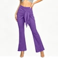 thumbnail image 7 of Flared Culottes Pants For Women Wrap Tie Front Elastic Waist Bootcut Trouser Summer Casual Yoga Workout Running Bell Bottoms, 7 of 7