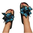 thumbnail image 4 of BLTIBY Women's Summer Flat Slide Sandals Casual Butterfly Sandals Summer Comfy Anti-Slip Open Toe Beach Slippers Blue 37, 4 of 8