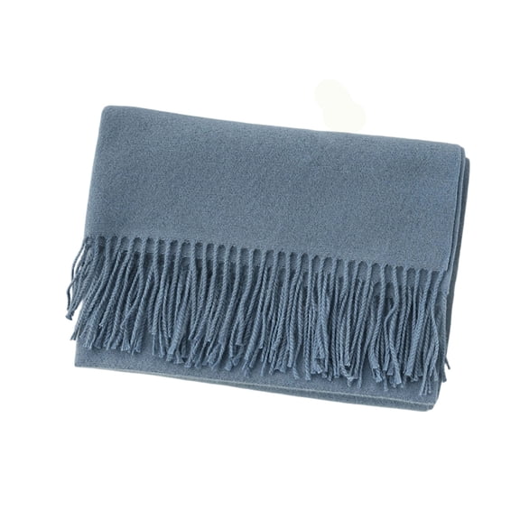 Floleo Women's Cozy Solid Color Scarf Wrap with Long Fringed Ends Soft Warm Winter Shawl for Cold Weather Office Travel Daily Casual Wear