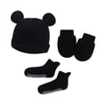thumbnail image 1 of 1 Set Baby Soft Cotton Anti Scratching Gloves Tail Knot Hat Foot Cover Socks Set, 1 of 14