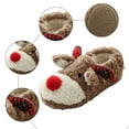thumbnail image 4 of Rokment Christmas Reindeer Slippers for Women Girls Cute Animal Deer Fuzzy House Socks with Soft Non Slip Sole Indoor Bedroom Slip on Booties Shoes Brown Size 5, 4 of 8