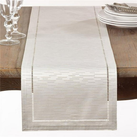 13 x 90 in. Hemstitched Design Table Runner, Ivory