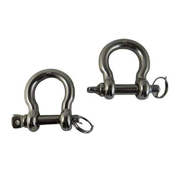 2 Pieces Stainless Steel 316 Anti-Off Bow Shackle with Locking Ring 5/16" (8mm) Marine Grade