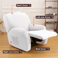 thumbnail image 3 of CJC Velvet Recliner Covers, Stretch Armchair Slipcovers, 4-Piece for 1 Cushion Reclining Sofa, Single Seat Recliner Protector, 10 Colors, 3 of 9