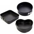 thumbnail image 1 of Koszal 3Pcs Non-stick Removable Bottom Round Heart Square Shape Cake Mold Bakeware Set, 1 of 6