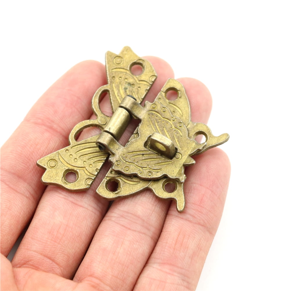 Retro Chic Butterfly Latch Catch Jewelry Wooden Box Lock Hasp Pad Chest Lock UK