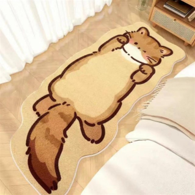 Cat Tufted Rug, Cat Shaped, Irregular, Cartoon, Polyester, 3'11" x 1'4", I, High Pile, Indoor, Area Rug