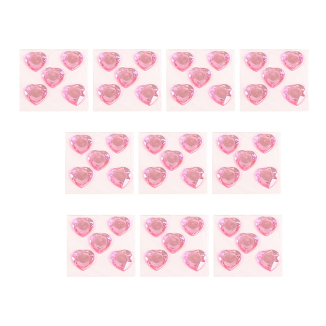 Wosthever Pegatinas de diamantes de imitación de corazón, gemas de cristal acrílico, adornos ornamentales, de mano para álbum de Artesanía Rosado