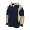 thumbnail image 4 of WTOBBY Men's Patchwork Color Block Hoodie, Long Sleeve Casual Pullover Sweatshirt, Artistic Street Style Design,Navy XL, 4 of 5