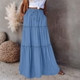 thumbnail image 2 of Women Long Skirt Fashion Solid Color Long Skirts Elastic Waist Faldas Loose Casual High Waist Saia Versatile Half-Body Dress, 2 of 8