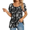 thumbnail image 2 of JuneFish Women's Summer Tunics Short Sleeve Casual Tops Loose Comfy Tshirts Lightweight Cute Blouse, 2 of 5
