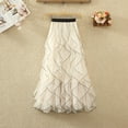 thumbnail image 2 of Ediodpoh Womens Skirts Summer High Waist Ruffle Skirt Mid to Long Wavy Mesh Half Skirt for Casual Wear Midi Skirt Beige One Size, 2 of 3