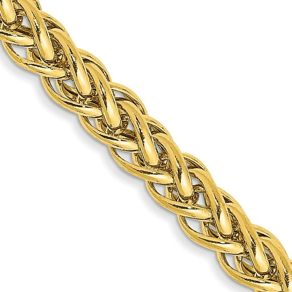 14K Yellow Gold Spiga Wheat Chain Necklace 16 inch 4.3 mm Semi-Solid 3-Wire with Lobster Clasp 18