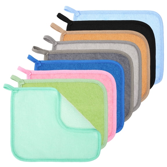 Abaima 9 Pack Exfoliating Washcloths for Body and Face, Dual-Sided Bath Scrub Cloths, Multicolor Exfoliating Shower Cloths for Women and Men