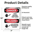 thumbnail image 2 of (2 Pack) High Voltage Keep Away Bilingual OSHA Danger Sign 7 Inch X 10 Inch Vinyl Label Decal Sticker Weather Resistant, UV Protected for Workplace, Business, and Construction Site,, 2 of 7