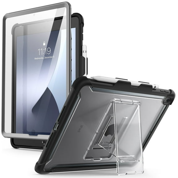 i-Blason Ares Case for New iPad 9th/8th/7th Generation, iPad 10.2 2021/2020/2019 Case, Full-Body Kickstand with Built-in Screen Protector Cover with Pencil Holder (Black)