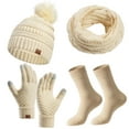 thumbnail image 2 of Stamzod Hat Gloves Scarf Socks Set Women - 4 Piece Winter Glove Long Scarf Neck Hat Warm Socks for Women Cold Weather Beige D Free Size, 2 of 7