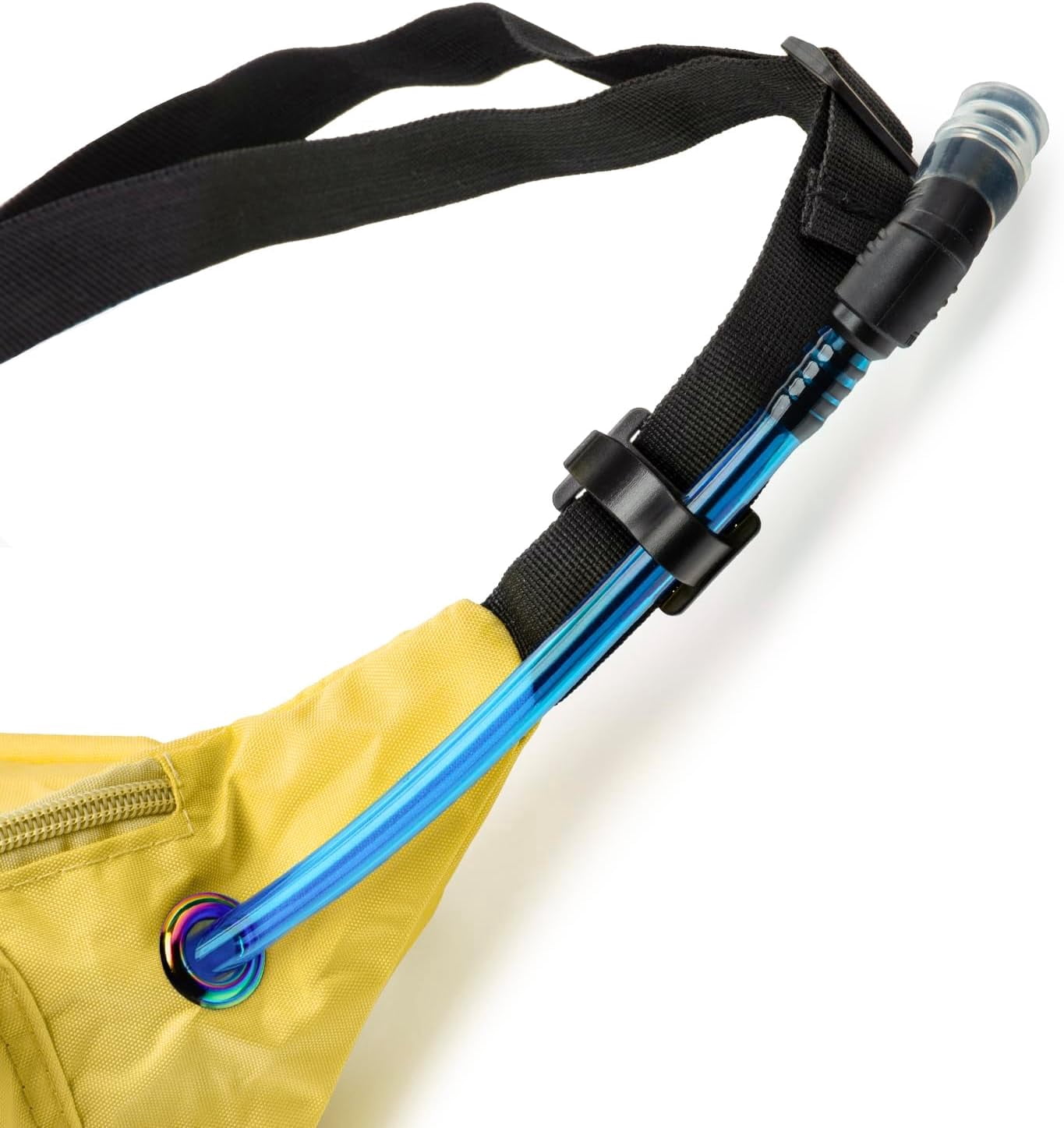 Hydration Fanny Pack with Bladder, 17oz BPA-Free, Hands-Free Design, Secure Pockets, Ideal for Athletic Outdoor Activities, Travel and More - Yellow