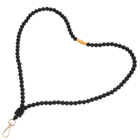FONDOTIN Black Beaded Phone Neck Strap Comfortable Mobile Phone Chain Holder for Hands-Free Use