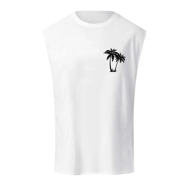 Men's Summer Coconut Pattern Shoulder Vest - Breathable Comfortable, Polyester Spandex, Work Vacation Daily