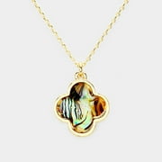 Abalone Quatrefoil Clover Pendant Necklace
