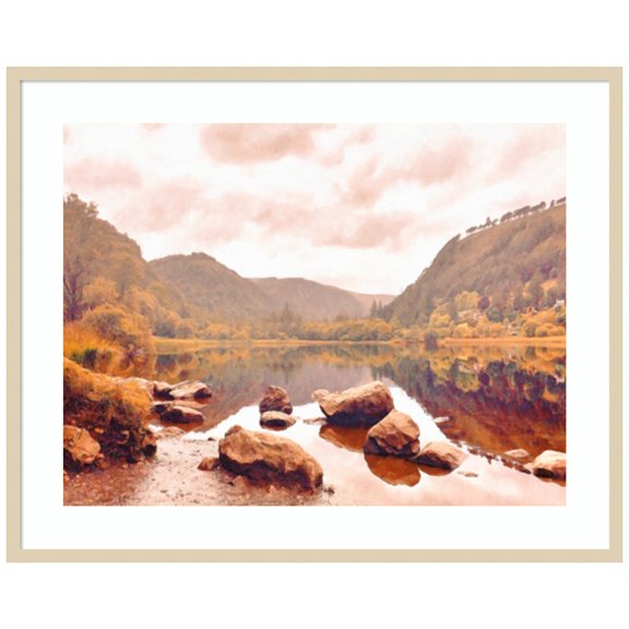 Amanti Art Lakeside in Autumn Wood Framed Wall Art Print