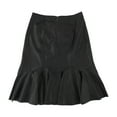 thumbnail image 2 of Rebecca Taylor Womens Faux-Leather A-line Skirt, Black, 2, 2 of 2