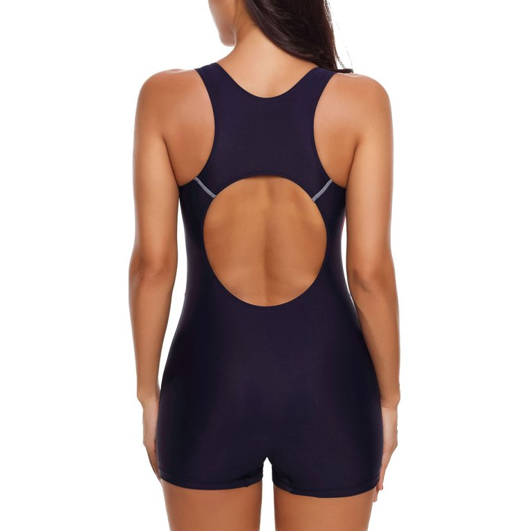 TODAYFUL＿Back Open swimwear Speedo Women's Printed Double Lace Back One Piece Swimsuit