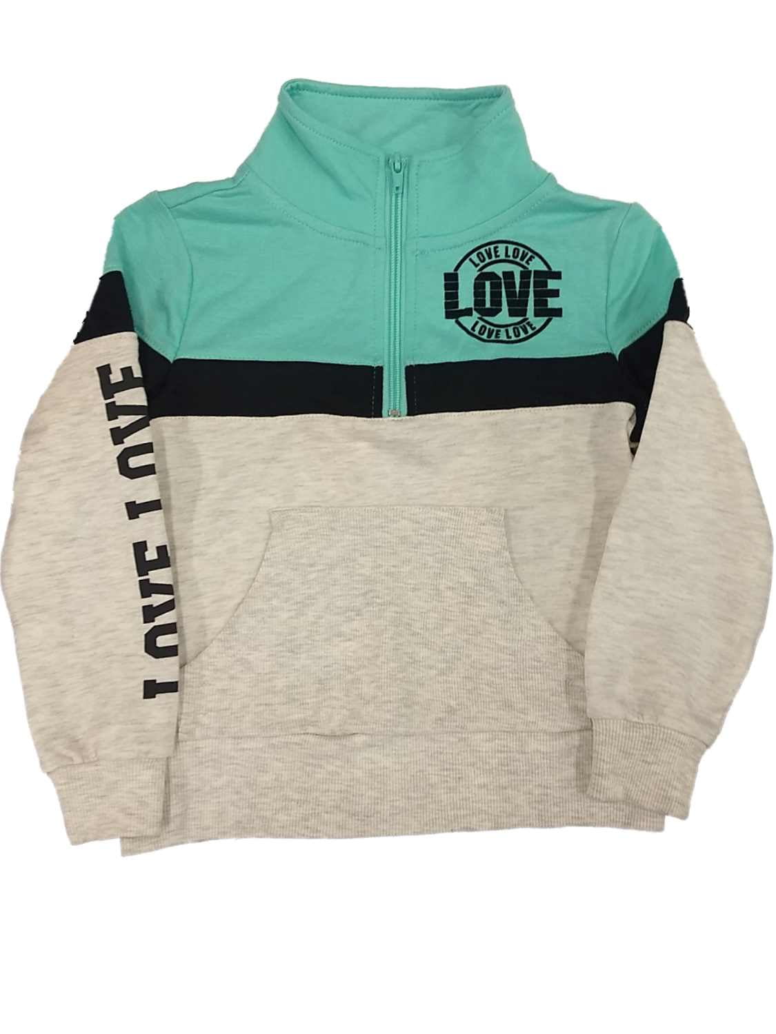 Xersion Girls Blue u0026 Taupe Half Zip Love Sweatshirt Jacket Top XX-Small  (4-5) - Walmart.com
