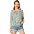 thumbnail image 1 of BluCasual De GaCon Estampado Floral De Man3/4 Con Volantes PaMujer Verde M, 1 of 6