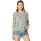 thumbnail image 1 of BluCasual De GaCon Estampado Floral De Man3/4 Con Volantes PaMujer Verde S, 1 of 6